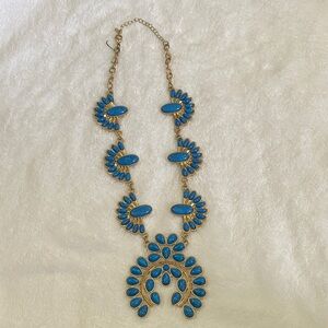 Squash blossom gold and blue necklace - never worn